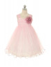Square Neck Tulle Knee Length Flower Girl Dress With Decorated Flower